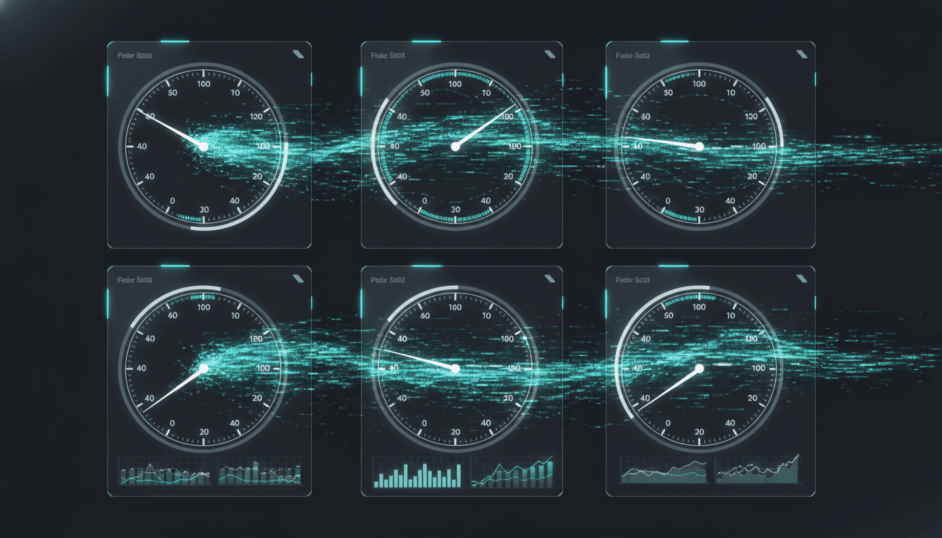 Performance gauge dashboard accelerating toward maximum
